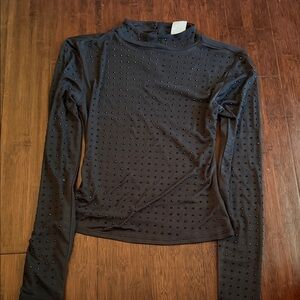 Elegant Black Studded Women's Top